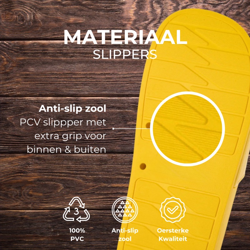 Materiaal van de zomerklompen — 100% hoogwaardig PVC, waterproof en lichtgewicht
